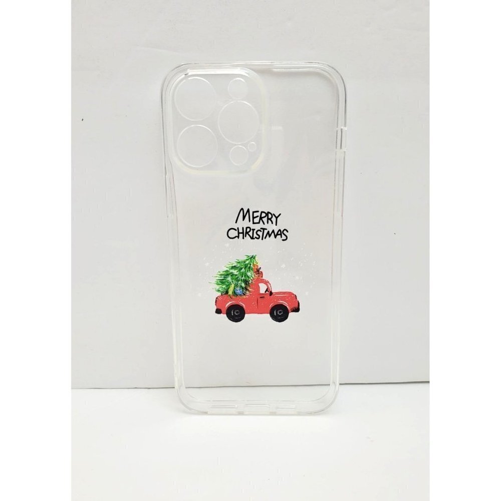 iphone 14 Pro Max Christmas Tree Red Truck Merry Christmas Phone Case Clear